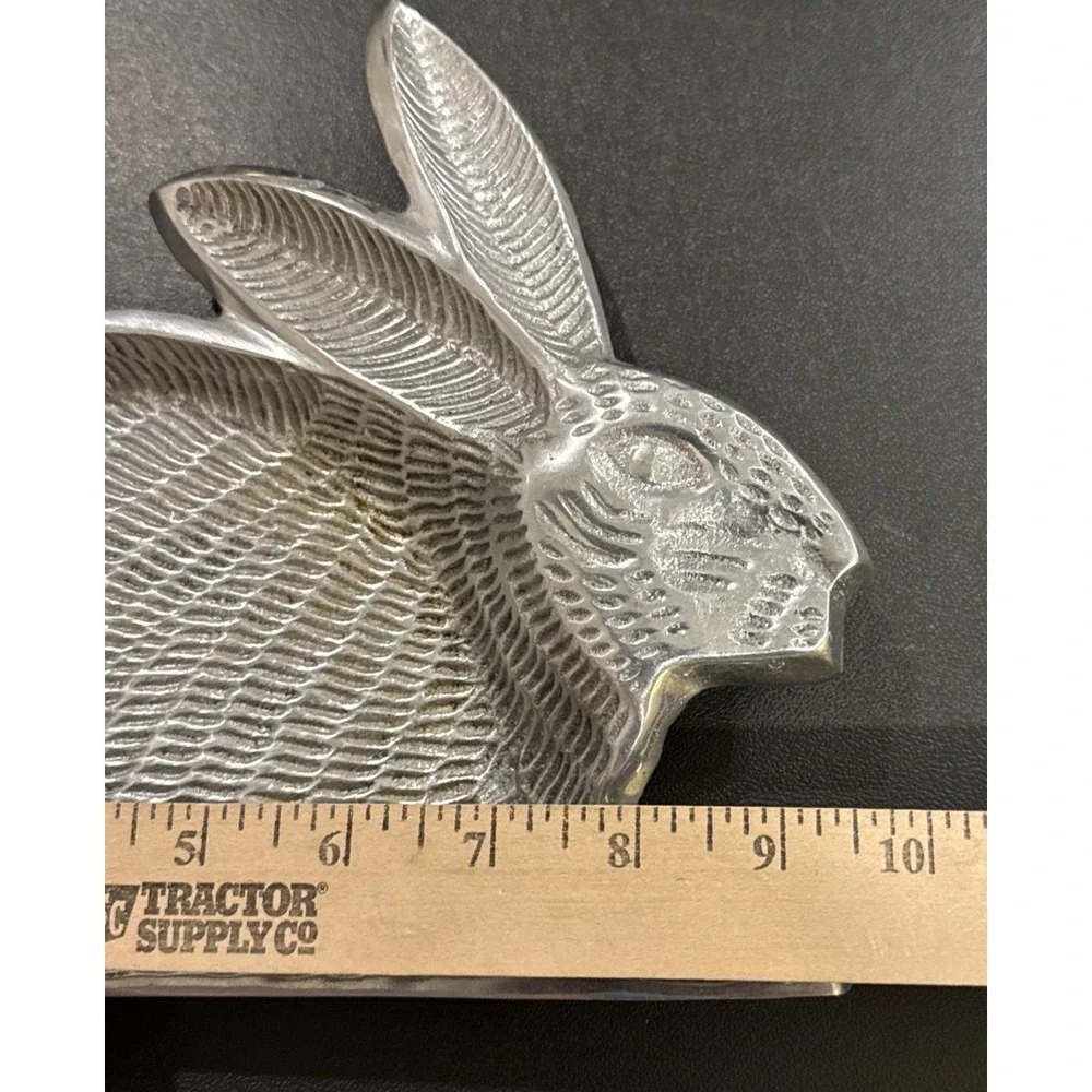 Bunny Rabbit Aluminum Metal Dish Tray Candy Plate Trinket‎ Set Of 2 Easter